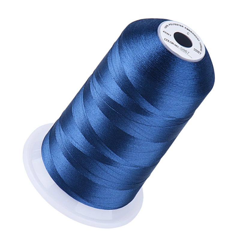 سيمثريد خيط تطريز Simthread 5500Yds، 5000 متر عالي الياردات 40WT 100% خيط بوليستر - 170+ ألوان زاهية، تصنيف عالي السرعة - متوافق مع Brother، Singer، Janome والمزيد - أزرق داكن S067 - Image 1